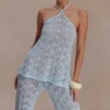 Corey Crochet Halter Neck Top – Light Blue Corey Crochet Halter Neck Top – Light Blue