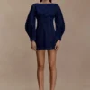 Cosmala Denim Long Sleeve Mini Dress – Indigo Blue