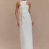 Cyrill Strapless Satin Structured Maxi Dress – White Cyrill Strapless Satin Structured Maxi Dress – White