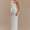 Cyrill Strapless Satin Structured Maxi Dress – White Cyrill Strapless Satin Structured Maxi Dress – White