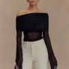 Dahlia One Shoulder Top – Black Dahlia One Shoulder Top – Black