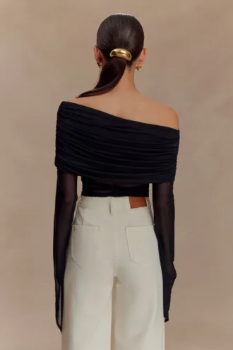 Dahlia One Shoulder Top – Black