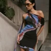 Daisie Chiffon Mini Dress – Multi Fluid Reverie Print Daisie Chiffon Mini Dress – Multi Fluid Reverie Print