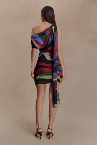 Daisie Chiffon Mini Dress – Multi Fluid Reverie Print