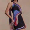 Daisie Chiffon Mini Dress – Multi Fluid Reverie Print Daisie Chiffon Mini Dress – Multi Fluid Reverie Print