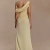 Dalia Off Shoulder Satin Maxi Dress – Lemon
