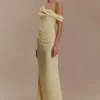 Dalia Off Shoulder Satin Maxi Dress – Lemon