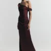 Dalia Off Shoulder Satin Maxi Dress – Mahogany Dalia Off Shoulder Satin Maxi Dress – Mahogany
