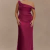 Dalia Off Shoulder Satin Maxi Dress – Mahogany Dalia Off Shoulder Satin Maxi Dress – Mahogany