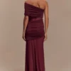 Dallas One Shoulder Mesh Maxi Dress – Burgundy Dallas One Shoulder Mesh Maxi Dress – Burgundy
