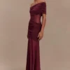 Dallas One Shoulder Mesh Maxi Dress – Burgundy Dallas One Shoulder Mesh Maxi Dress – Burgundy