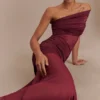 Dallas One Shoulder Mesh Maxi Dress – Burgundy Dallas One Shoulder Mesh Maxi Dress – Burgundy