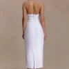Daniela Ruched Halter Midi Dress – White Daniela Ruched Halter Midi Dress – White