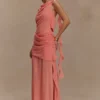 Daria Draped Chiffon Maxi Dress – Pastel Nectarine