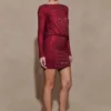 Darius Diamante Cowl Mini Dress – Wine