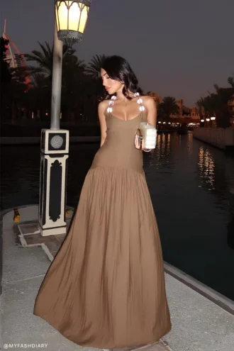 Darling Linen Maxi Dress – Chocolate