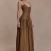 Darling Linen Maxi Dress – Chocolate