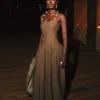 Darling Linen Maxi Dress – Chocolate