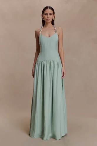 Darling Linen Maxi Dress – Sage