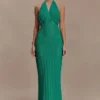 Deeliah Halterneck Crochet Maxi Dress – Emerald Deeliah Halterneck Crochet Maxi Dress – Emerald