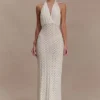 Deeliah Halterneck Crochet Maxi Dress – Ivory Deeliah Halterneck Crochet Maxi Dress – Ivory