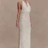 Deeliah Halterneck Crochet Maxi Dress – Ivory Deeliah Halterneck Crochet Maxi Dress – Ivory