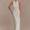 Deeliah Halterneck Crochet Maxi Dress – Ivory Deeliah Halterneck Crochet Maxi Dress – Ivory