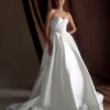 Delphine Satin Strapless Maxi Gown – White