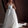 Delphine Satin Strapless Maxi Gown – White