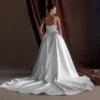 Delphine Satin Strapless Maxi Gown – White