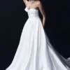 Delphine Satin Strapless Maxi Gown – White