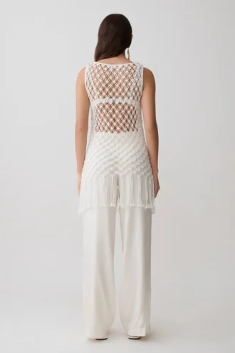 Devlin Macrame Tassel Mini Dress – Ivory