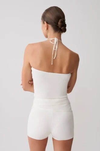 Dimitri Knit Halter Top With Hardware – Ivory