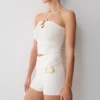 Dimitri Mini Knit Shorts With Belt – Ivory Dimitri Mini Knit Shorts With Belt – Ivory