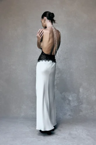 Dinah Lace And Satin Maxi Dress – Black/Ivory
