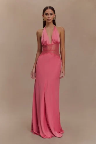 Dinah Lace And Satin Maxi Dress – Blush Rose