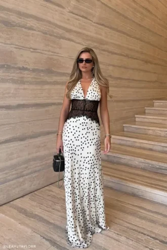 Dinah Lace And Satin Maxi Dress – Polkadot