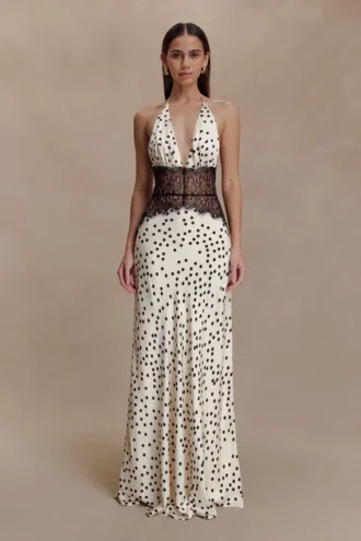 Dinah Lace And Satin Maxi Dress – Polkadot