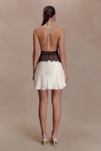 Dinah Lace And Satin Mini Dress – Black/Ivory