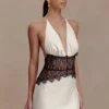 Dinah Lace And Satin Mini Dress – Black/Ivory Dinah Lace And Satin Mini Dress – Black/Ivory