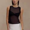 Dollie Sheer Knit Tank Top – Black Dollie Sheer Knit Tank Top – Black