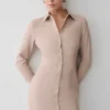 Dorian Fitted Shirt Midi Dress – Wheat Marle