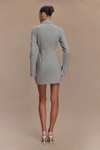Dorian Fitted Shirt Mini Dress – Charcoal Marle