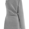Dorian Twist Shoulder Mini Dress – Charcoal Marle Dorian Twist Shoulder Mini Dress – Charcoal Marle