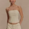 Ebony Embroidered Denim Corset – Cream Ebony Embroidered Denim Corset – Cream