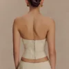 Ebony Embroidered Denim Corset – Cream Ebony Embroidered Denim Corset – Cream