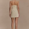 Ebony Embroidered Denim Mini Dress – Cream
