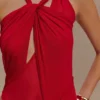 Edwina Knotted Mesh Maxi Dress – Red Edwina Knotted Mesh Maxi Dress – Red