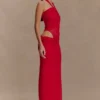 Edwina Knotted Mesh Maxi Dress – Red Edwina Knotted Mesh Maxi Dress – Red