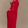 Edwina Knotted Mesh Maxi Dress – Red Edwina Knotted Mesh Maxi Dress – Red